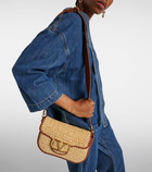 Valentino Garavani Alltime Small raffia and leather shoulder bag