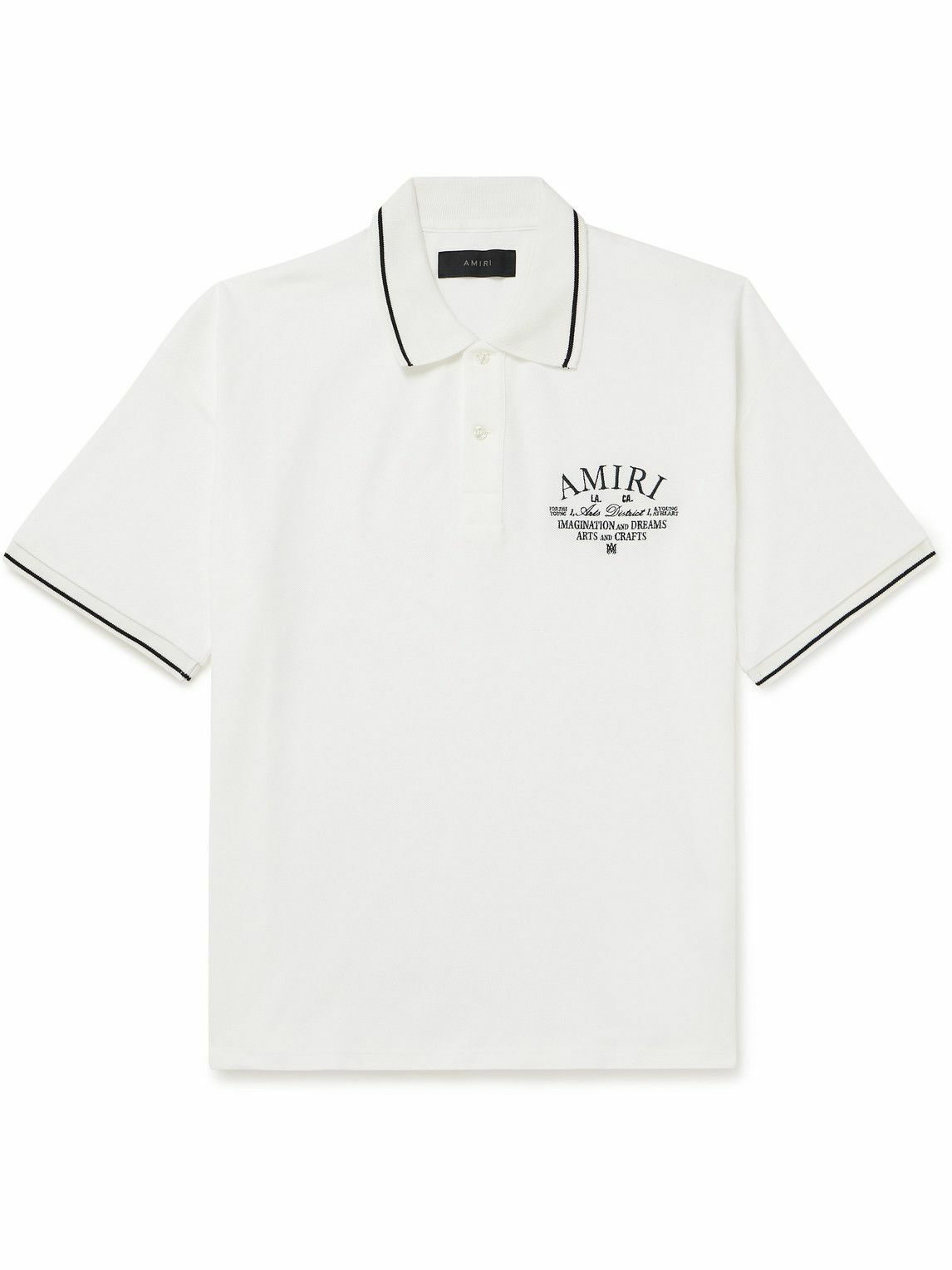 AMIRI - Arts District Logo-Embroidered Cotton-Piqué Polo Shirt - White ...