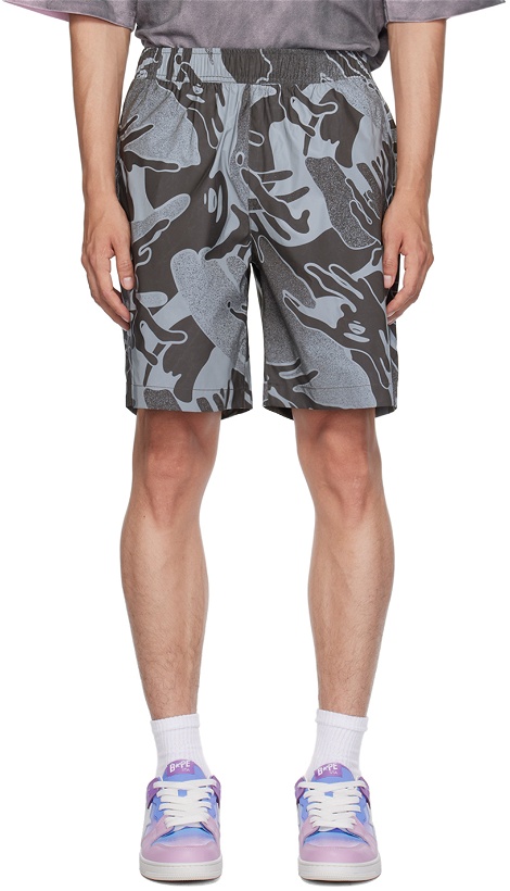 Photo: AAPE by A Bathing Ape Grey Printed Shorts