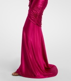 Balmain Draped ruffled satin bustier gown