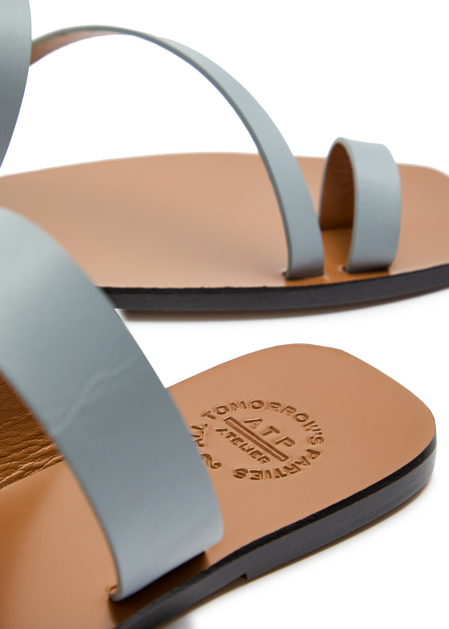 Atp Atelier Saletto Leather Sliders Light Grey