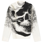 Alexander McQueen Men's Skul Intarsia Crew Knit in Bone/Black