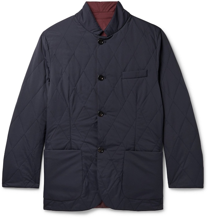 Photo: Brunello Cucinelli - Reversible Cashmere and Silk-Blend Bomber Jacket - Blue