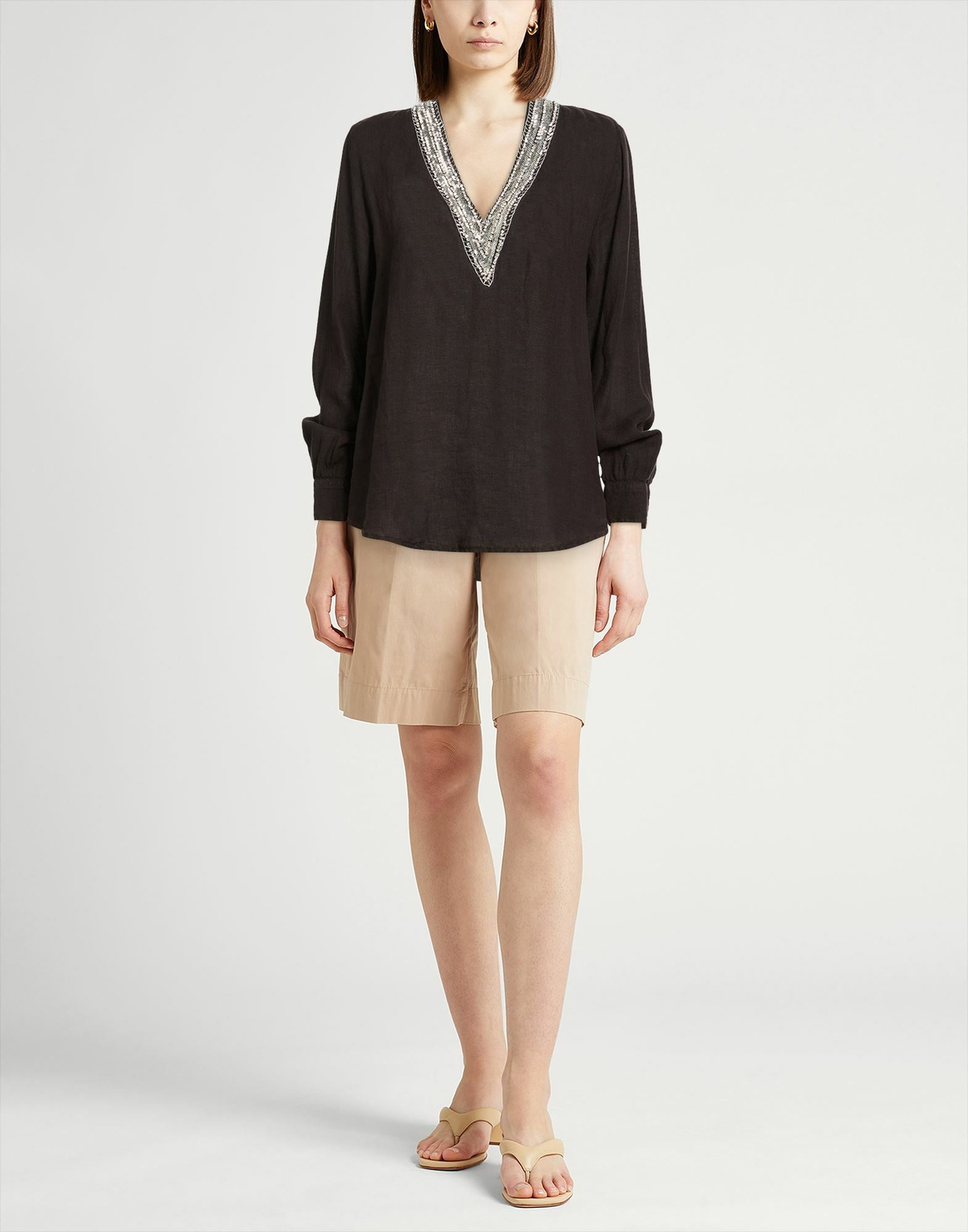 120% Lino Womens Top in Black