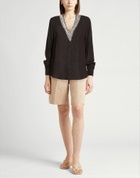 120% Lino Womens Top in Black
