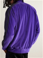 Needles - Webbing-Trimmed Logo-Embroidered Cotton-Blend Velvet Track Jacket - Purple