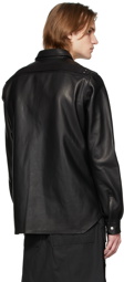 Rick Owens Black Leather Outershirt Jacket