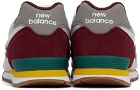 New Balance Kids Grey & Burgundy 574 Big Kids Sneakers