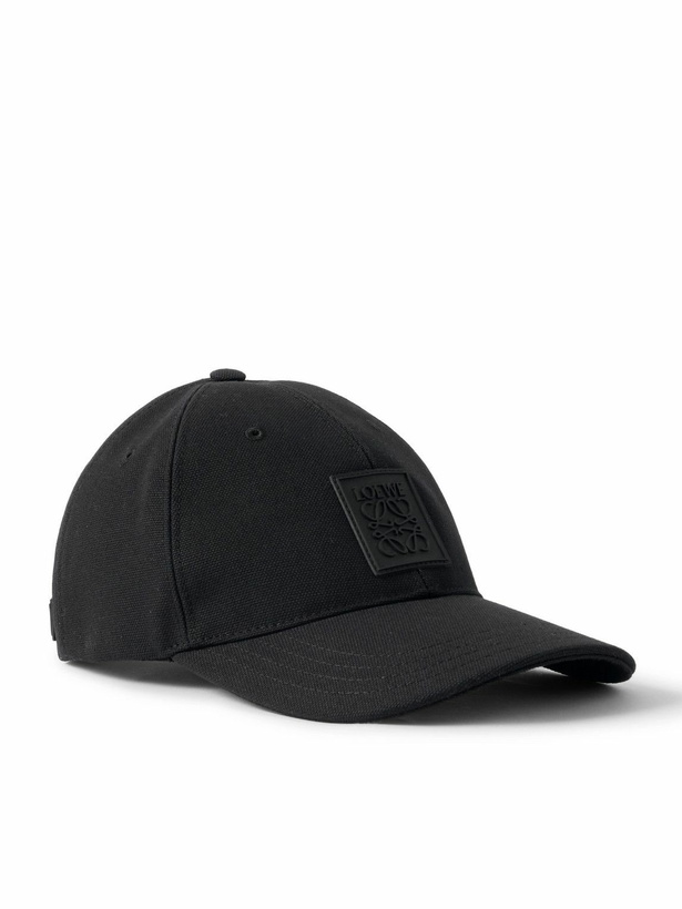 Photo: LOEWE - Logo-Appliquéd Cotton-Canvas Baseball Cap - Black