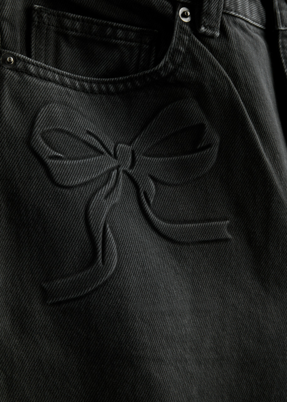 Self-portrait Bow-embossed Wide-leg Jeans Denim