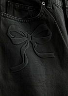 Self-portrait Bow-embossed Wide-leg Jeans Denim