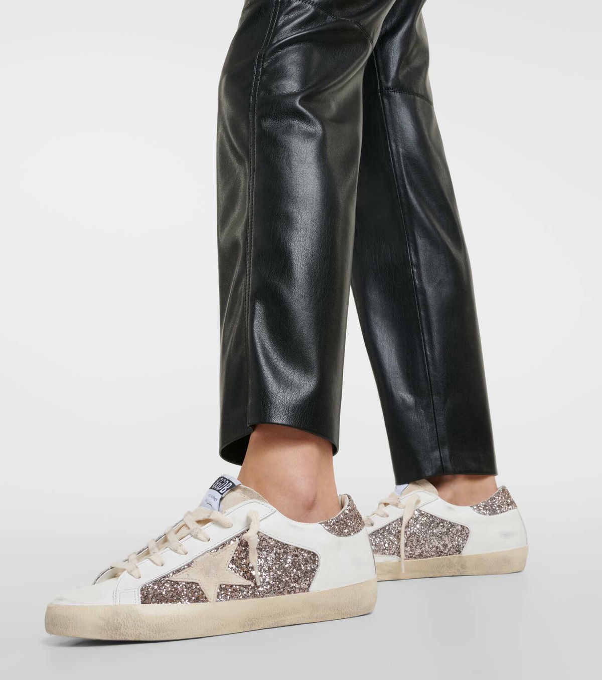 Golden Goose Super-Star glitter leather sneakers Golden