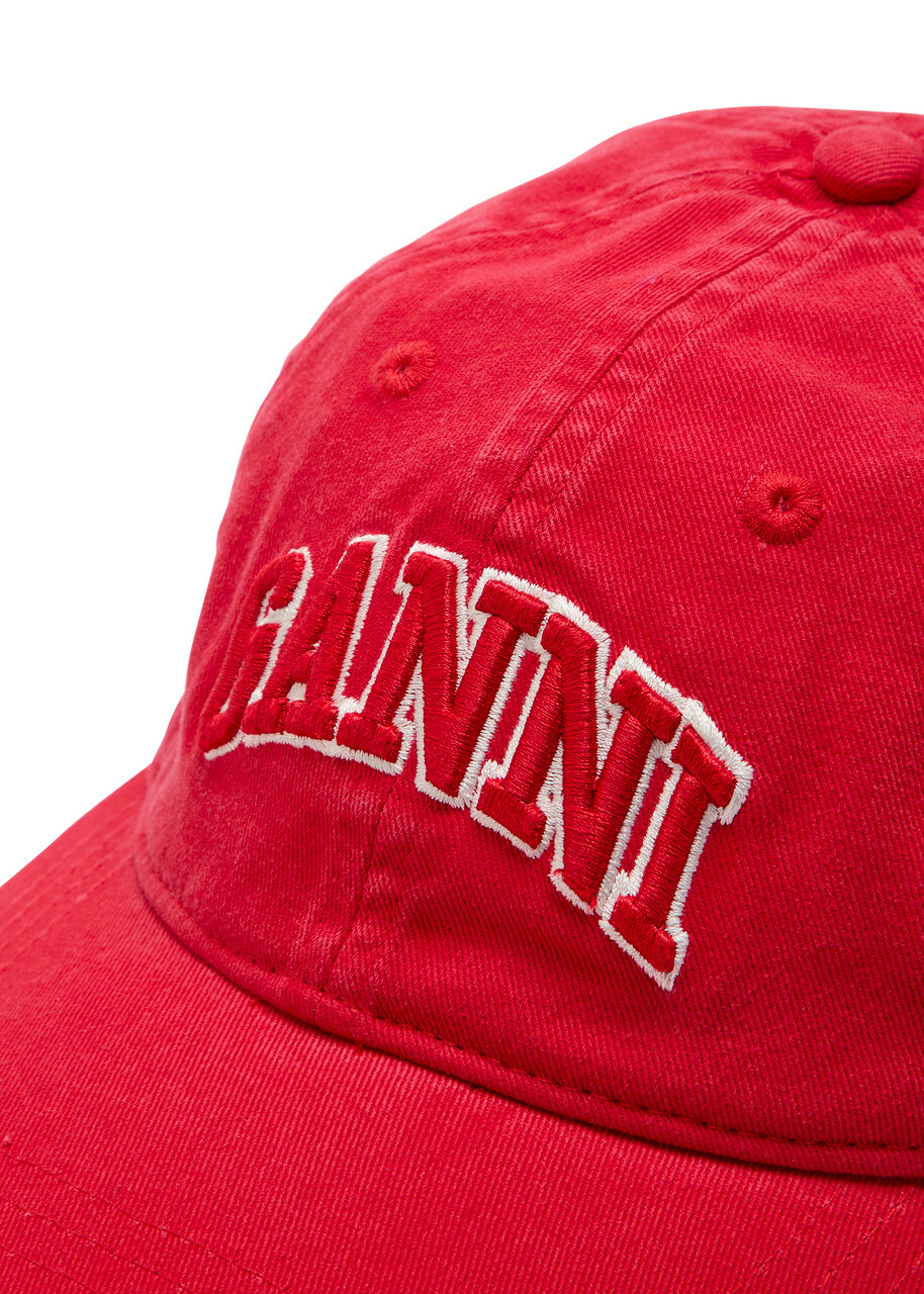 Ganni Logo-embroidered Canvas cap - Red - One Size GANNI