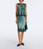 Dôen Elowette lace-trimmed silk satin midi skirt