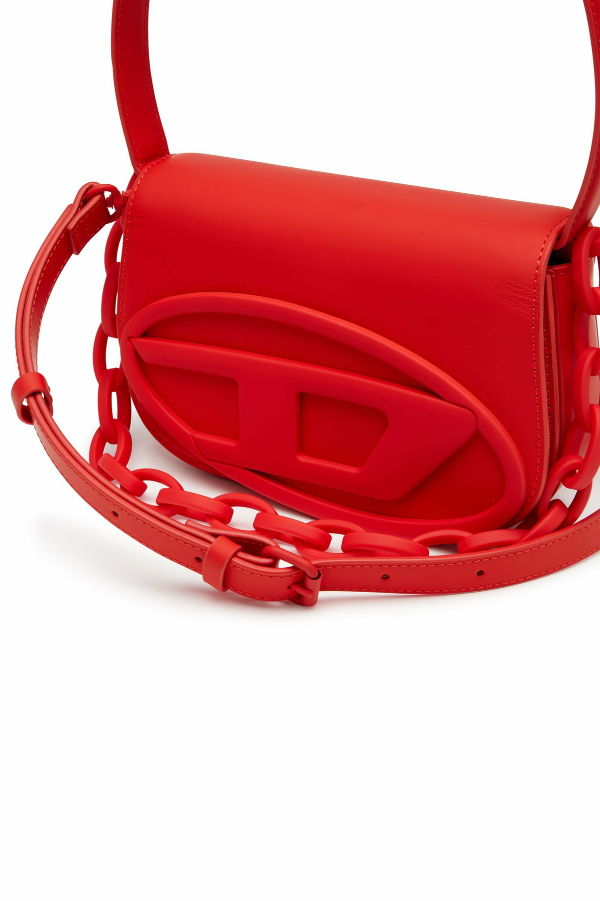 Diesel 1DR-Iconic shoulder bag in matte leather - Shoulder Bags Womens in Red