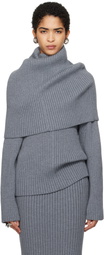 ALAINPAUL Gray Covered Shoulders Turtleneck