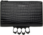 Alexander McQueen Black Leather Four Ring Pouch