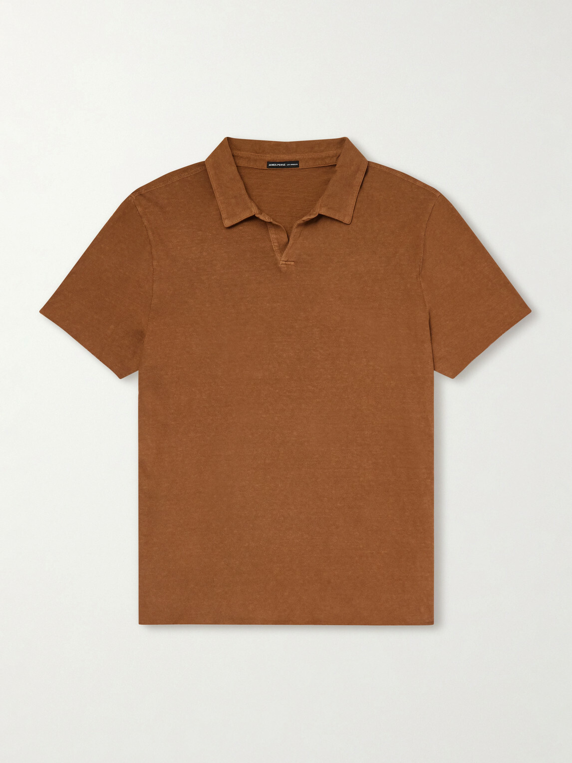 James Perse - Open-Collar Slub Cotton-Jersey Polo Shirt - Brown