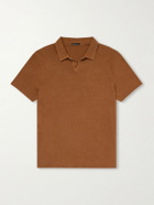 James Perse - Open-Collar Slub Cotton-Jersey Polo Shirt - Brown