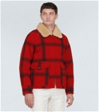 RRL Shearling-trimmed checked wool jacket