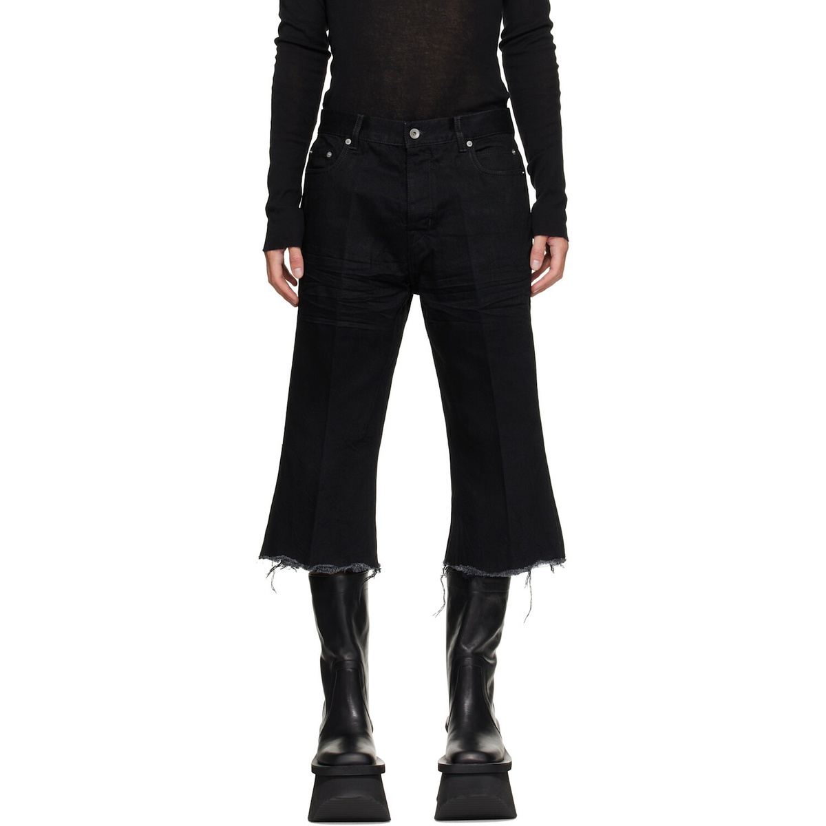 Rick Owens Black Tower Bolan Cutoff Jeans