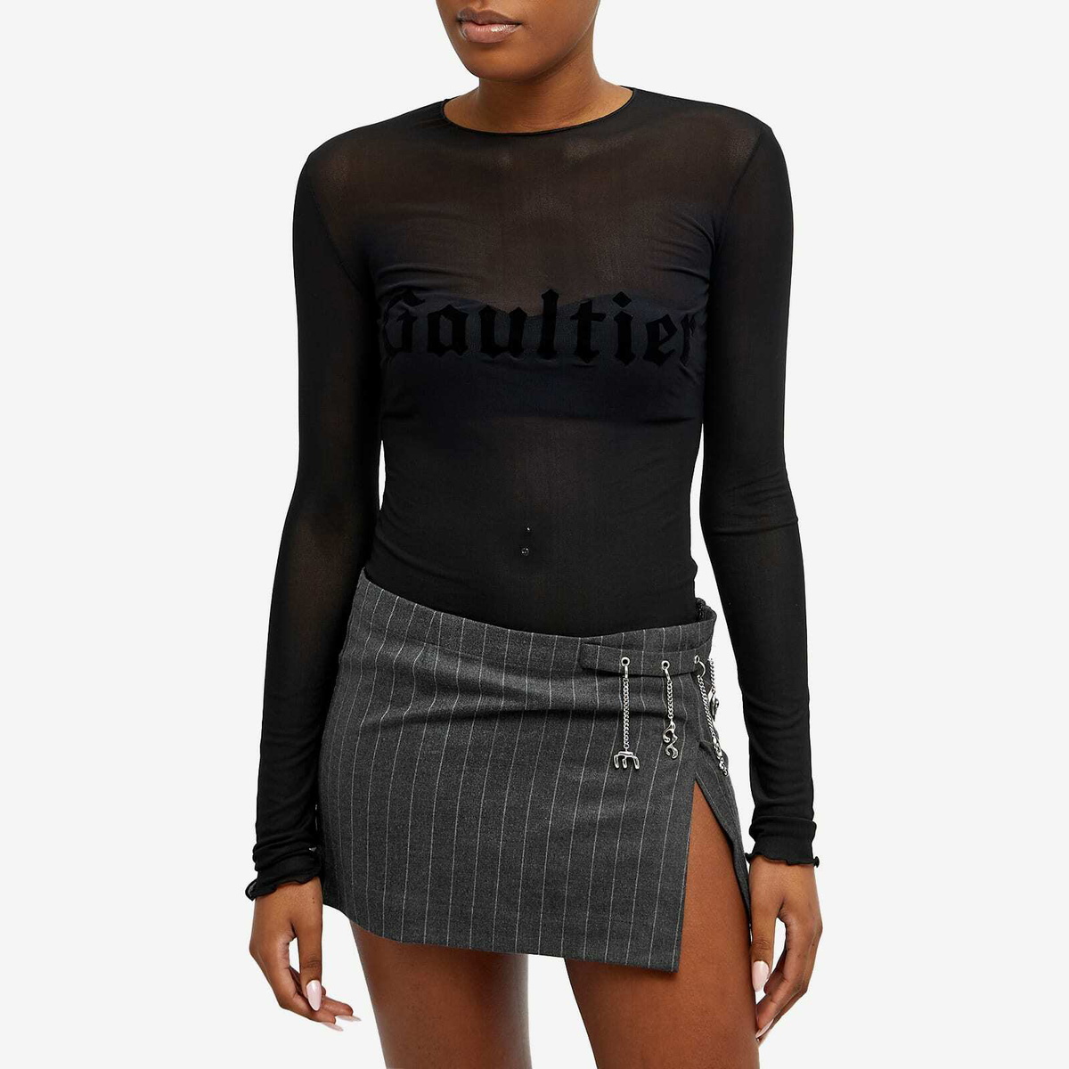 Jean Paul Gaultier Women's Long Sleeve Mesh Top in Black Jean Paul