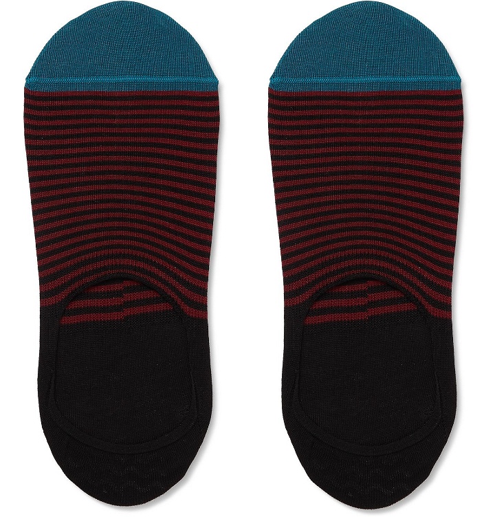 Photo: Paul Smith - Striped Stretch Cotton-Blend No-Show Socks - Black