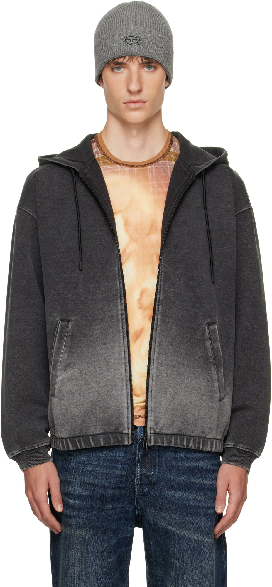 Diesel Gray Dégradé-Effect Scuba Hoodie