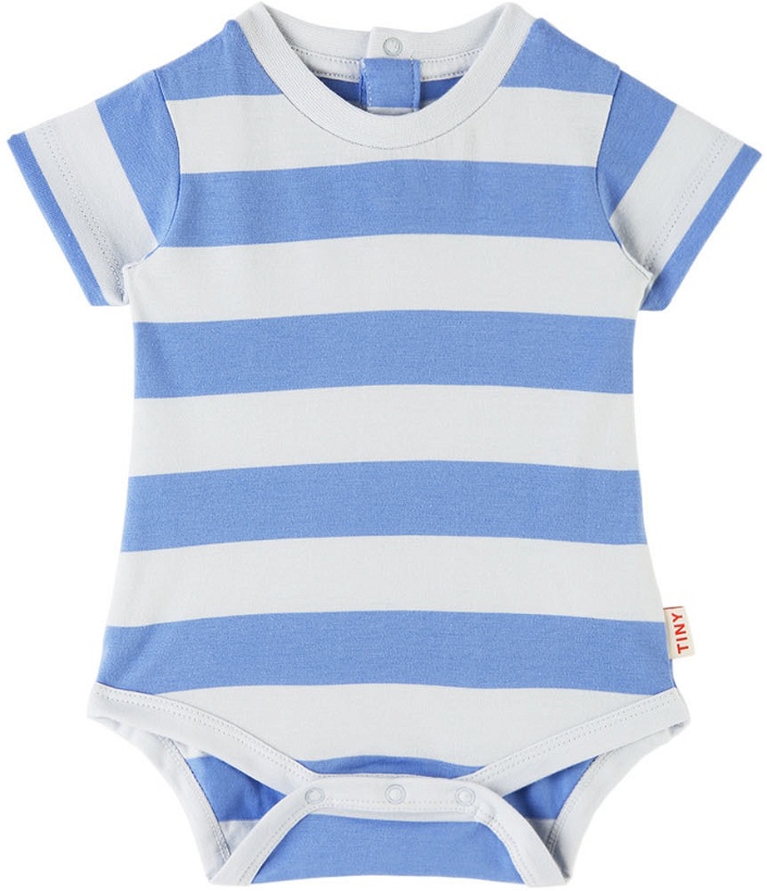 Photo: TINYCOTTONS Baby Blue & White Medium Stripes Bodysuit