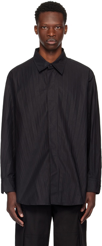 Photo: Valentino Black Garment-Pleated Shirt