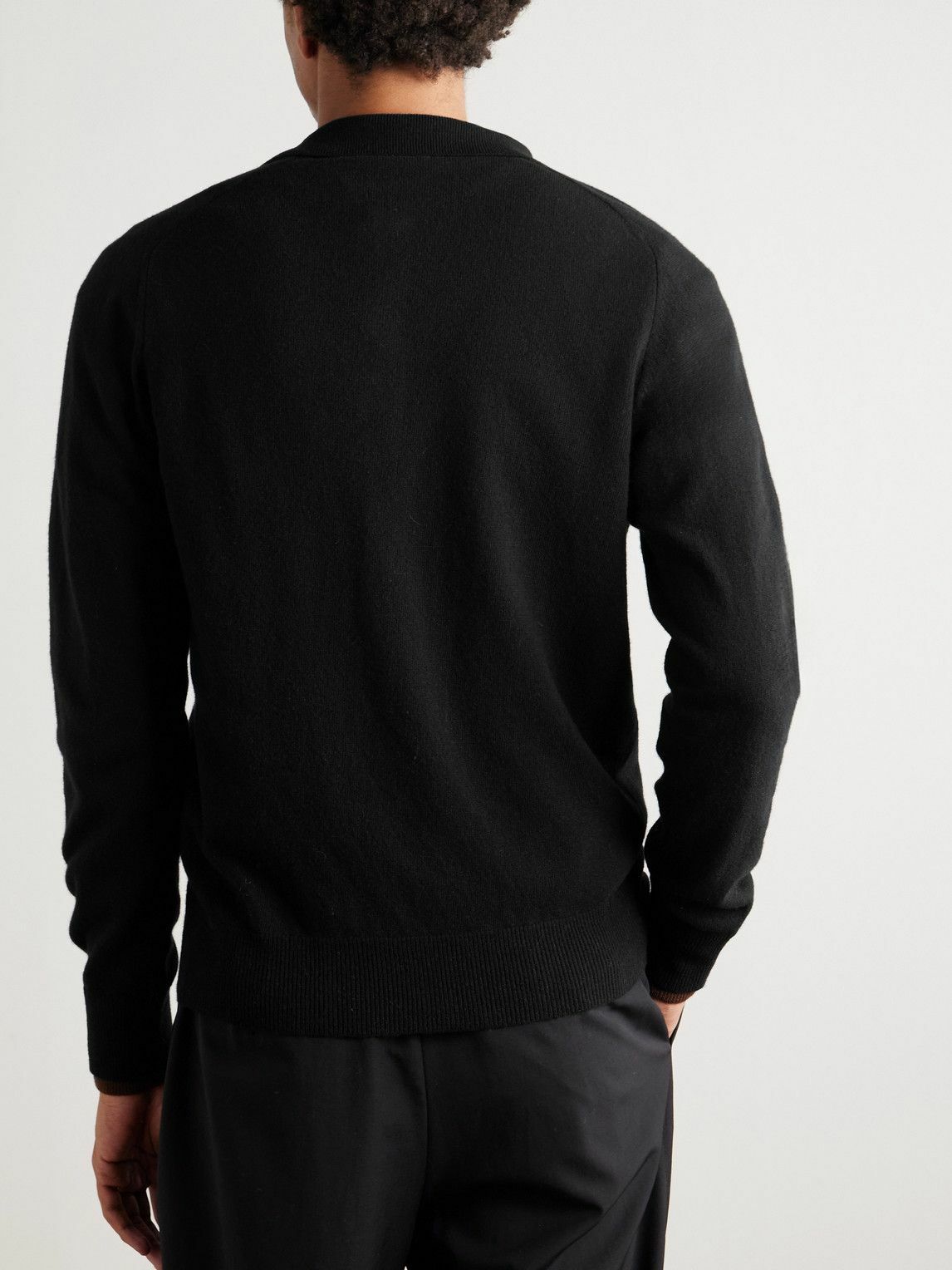 Altea - Wool and Cashmere-Blend Polo Shirt - Black