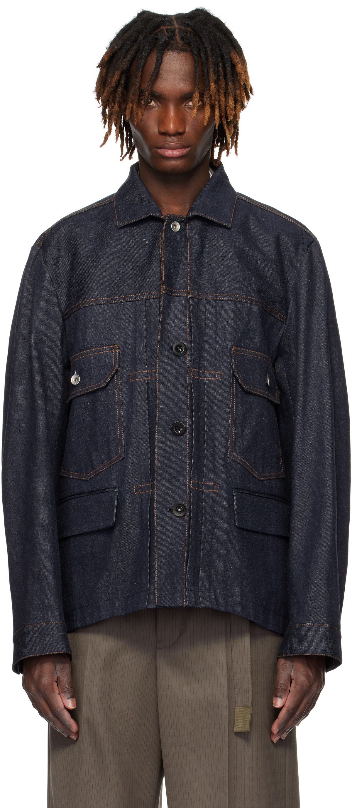 Rタブ sacai Denim Jacket Indigo sacai Indigo Flap Pocket Denim Jacket Sacai