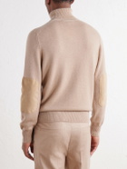 Brunello Cucinelli - Suede-Trimmed Cashmere Sweater - Neutrals