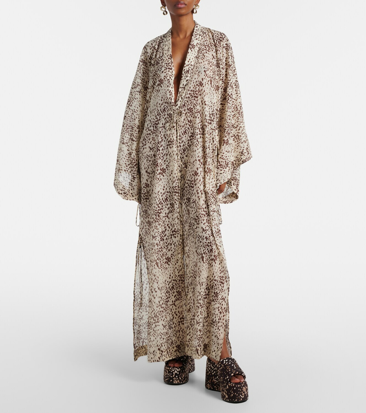 The Attico Leopard-print cotton beach cover-up