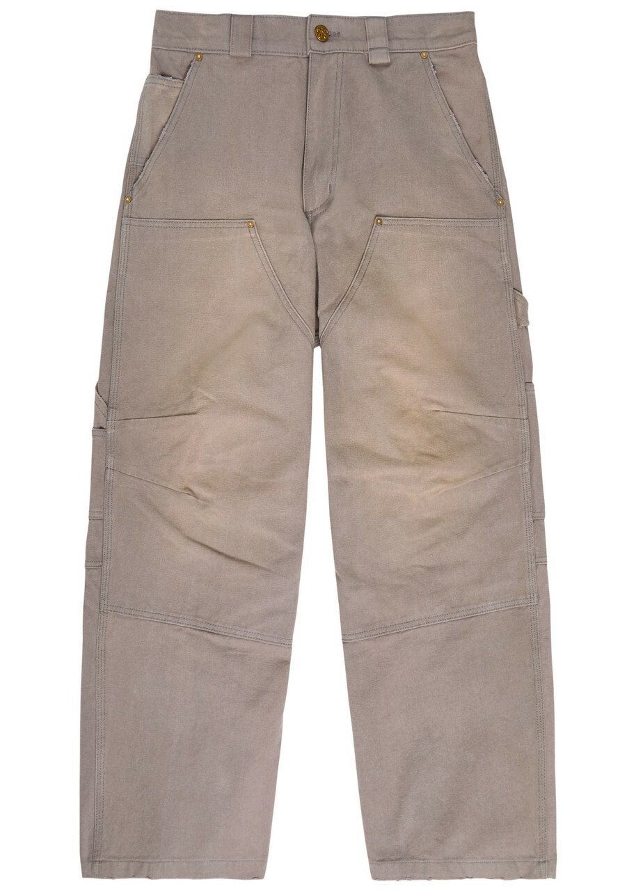 Willy Chavarria Stockton Double-knee Wide-leg Cotton Cargo Trousers Grey