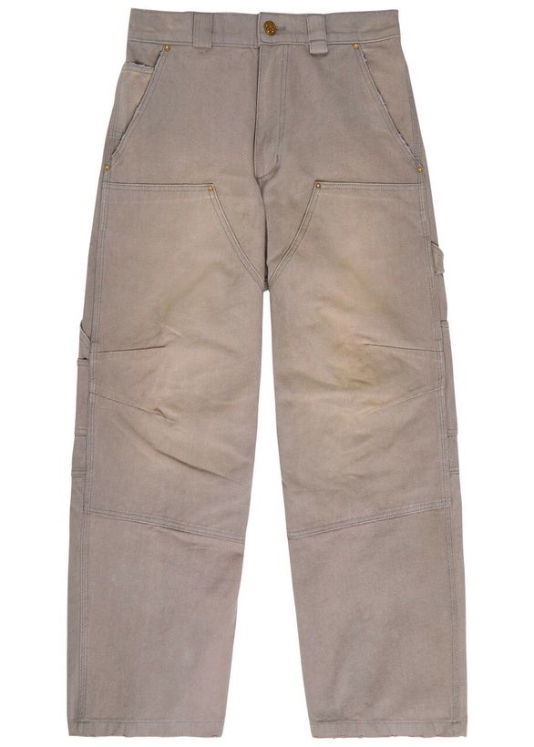 Photo: Willy Chavarria Stockton Double-knee Wide-leg Cotton Cargo Trousers Grey