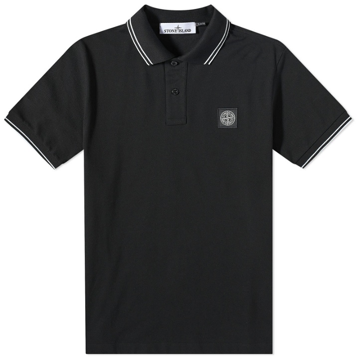 Photo: Stone Island Men's Patch Polo Shirt in Black