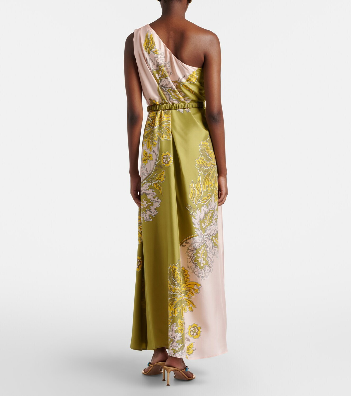 La DoubleJ Roy floral one-shoulder silk twill maxi dress