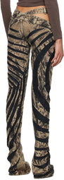 Masha Popova Beige & Black Asymmetric Ripple Skinny Jeans