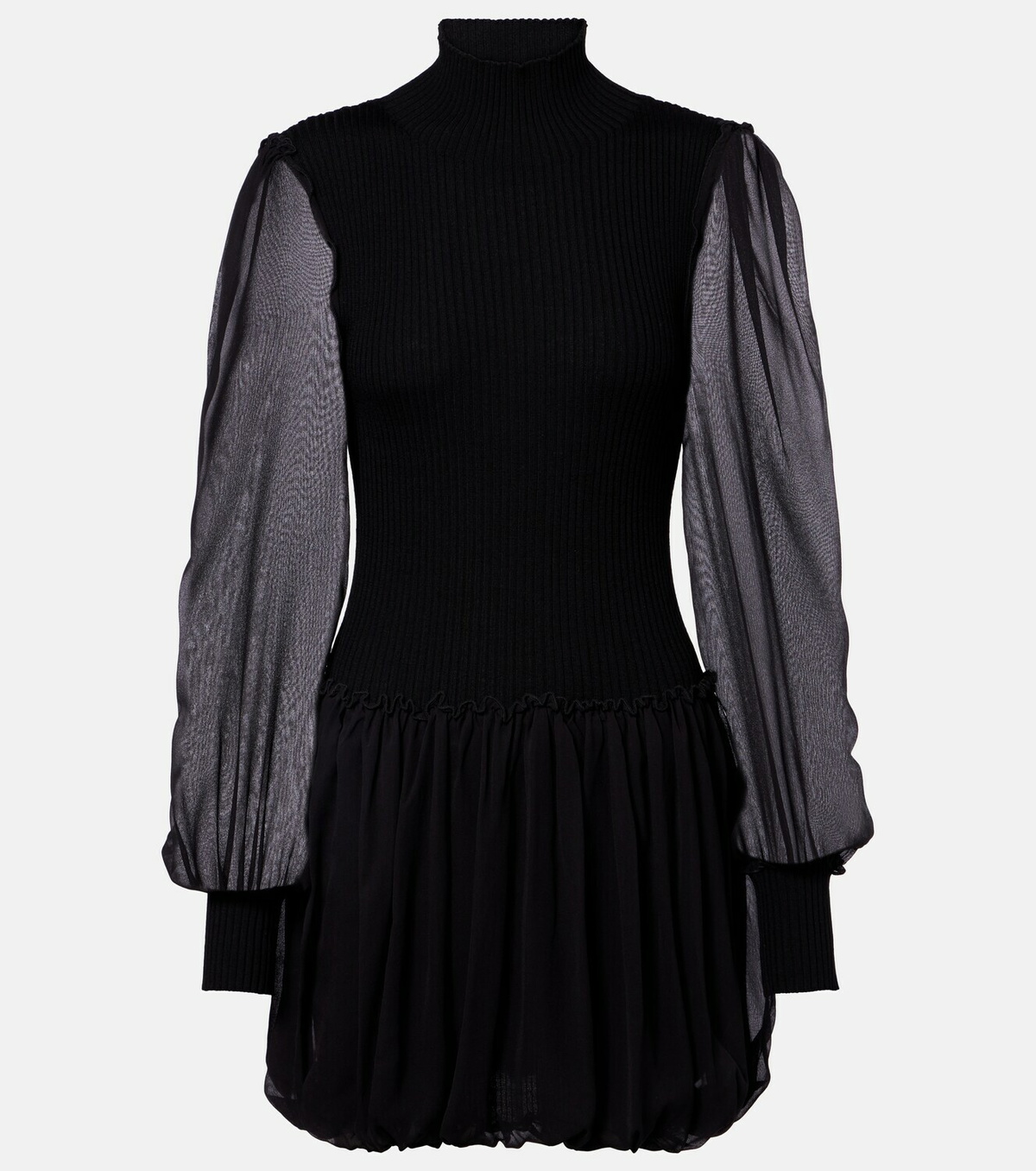 Frame Ribbed-knit wool and silk minidress