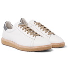 Brunello Cucinelli - Suede-Trimmed Leather Sneakers - Men - White