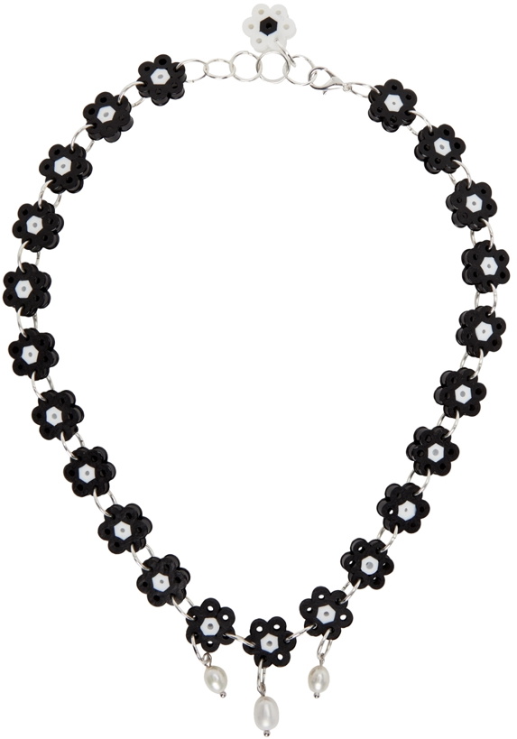 Photo: Anna Sui SSENSE Exclusive Black & White Daisy Chains Choker Necklace
