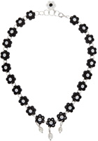 Anna Sui SSENSE Exclusive Black & White Daisy Chains Choker Necklace