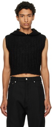 Rick Owens Black Tower Cropped Hooded Tank Top