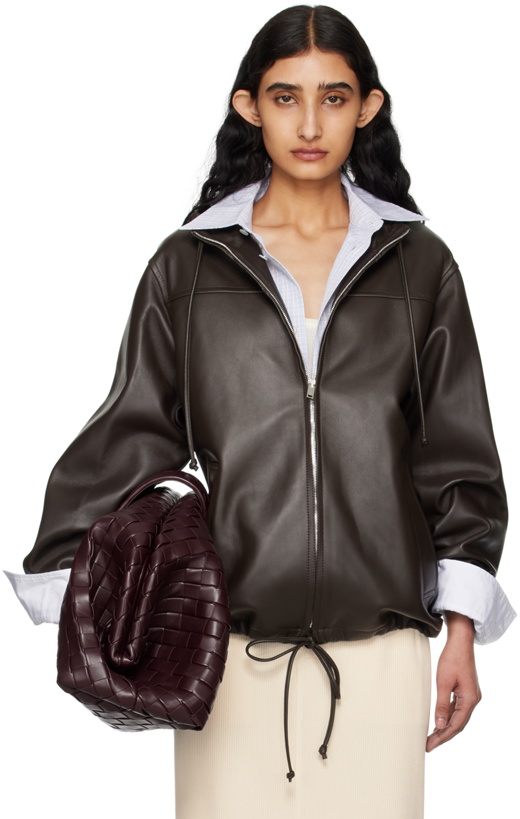 Photo: Bottega Veneta Brown Hooded Leather Jacket