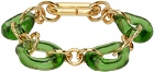 éliou SSENSE Exclusive Gold & Green Emma Bracelet