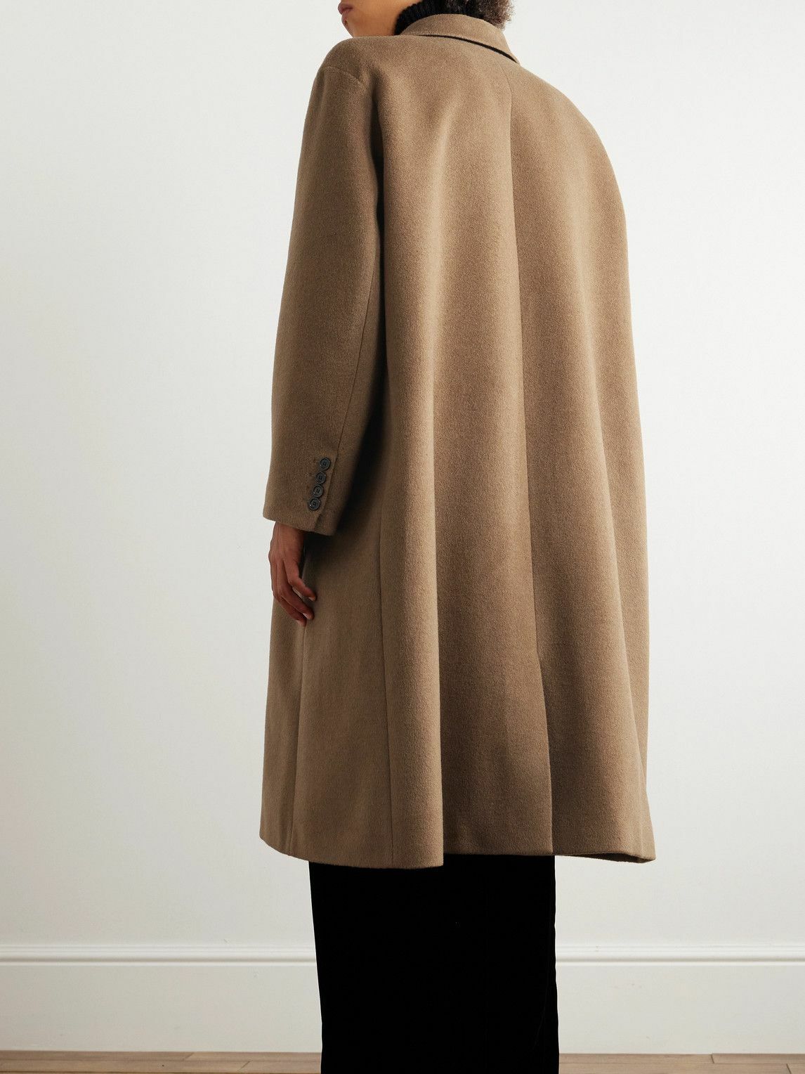 SAINT LAURENT - Oversized Brushed-Wool Coat - Brown Saint Laurent