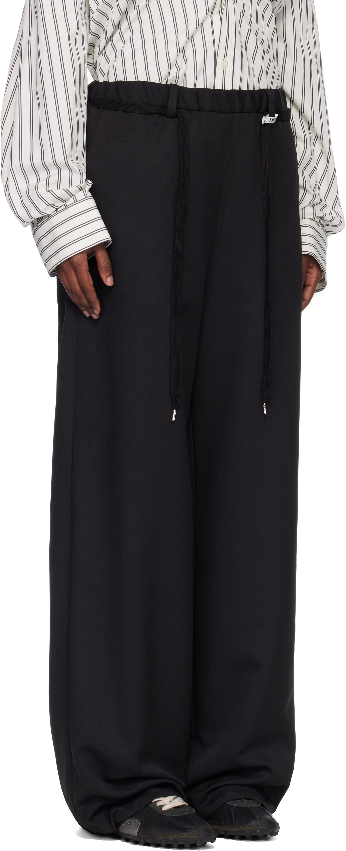 Maison MIHARA YASUHIRO Black Wool-Like Easy Trousers