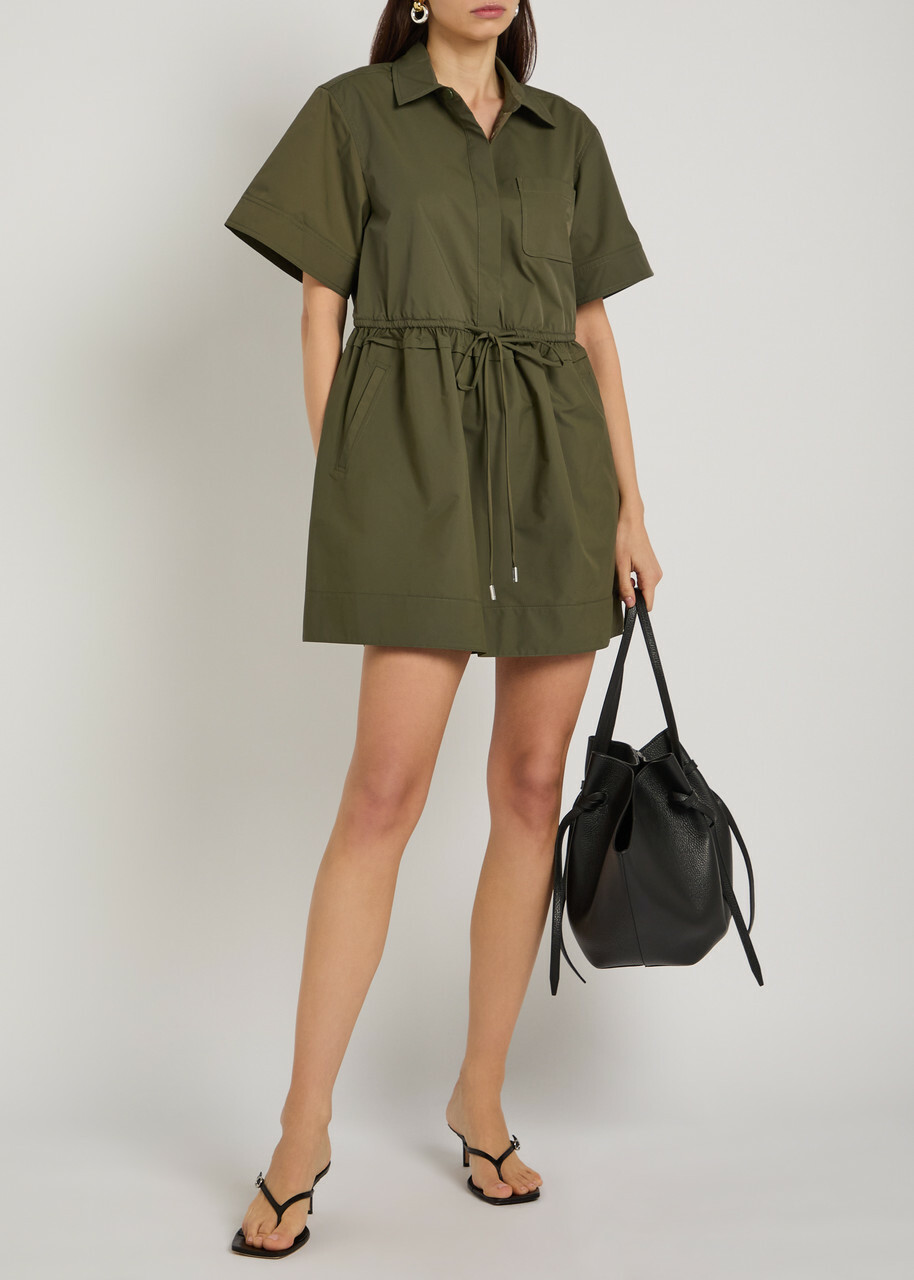 Simkhai Dawson Shell Mini Shirt Dress Green
