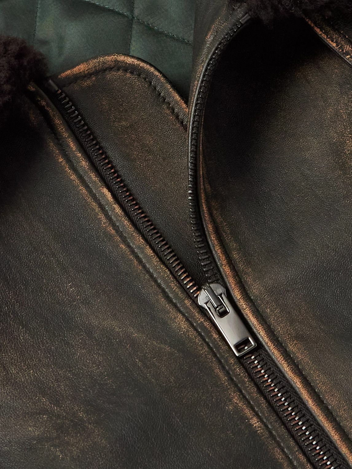 The Row - Herzog Shearling-Trimmed Leather Jacket - Black